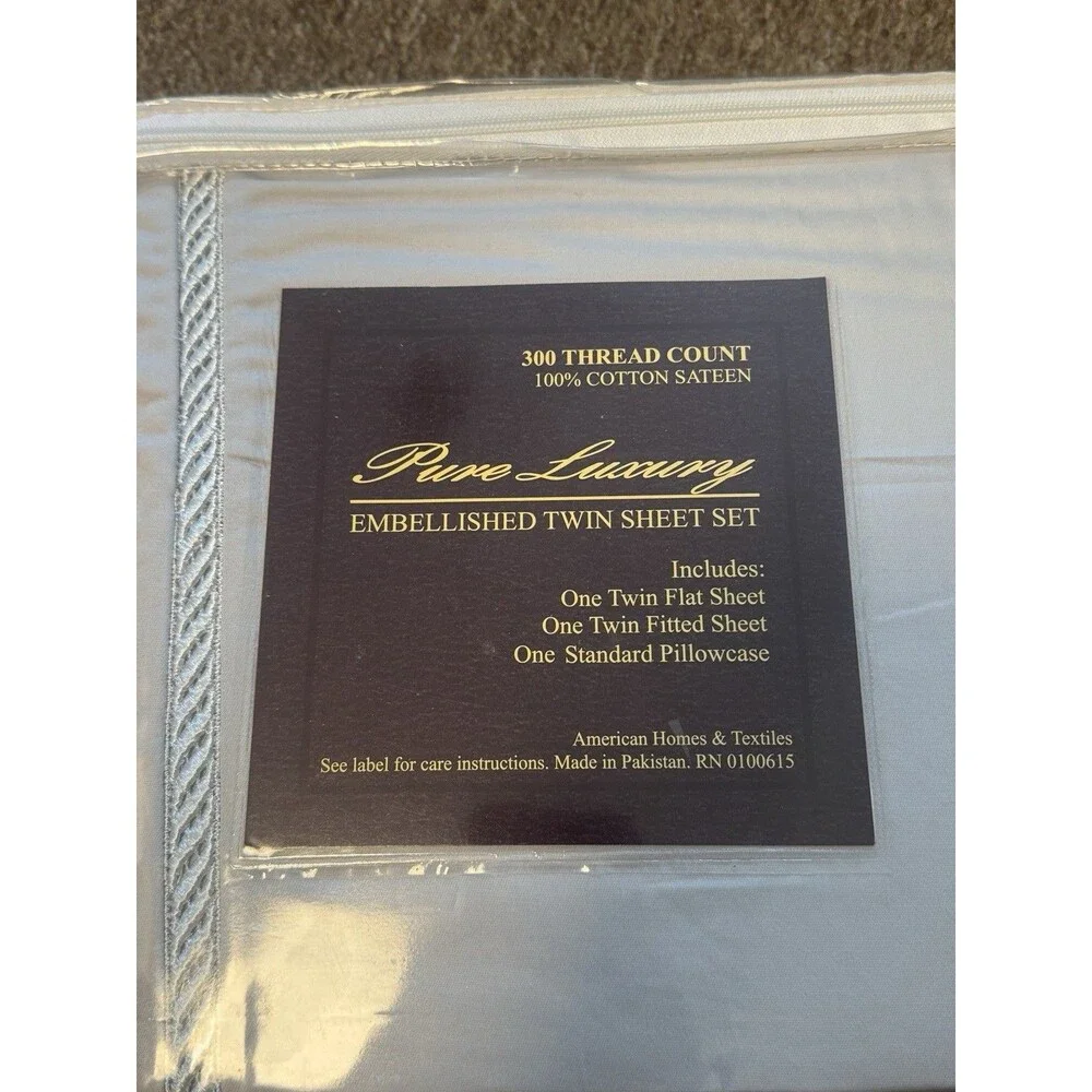 Pure Luxury Embellished Twin Sheet Set NIB Grey Twin Size Bed Sheets